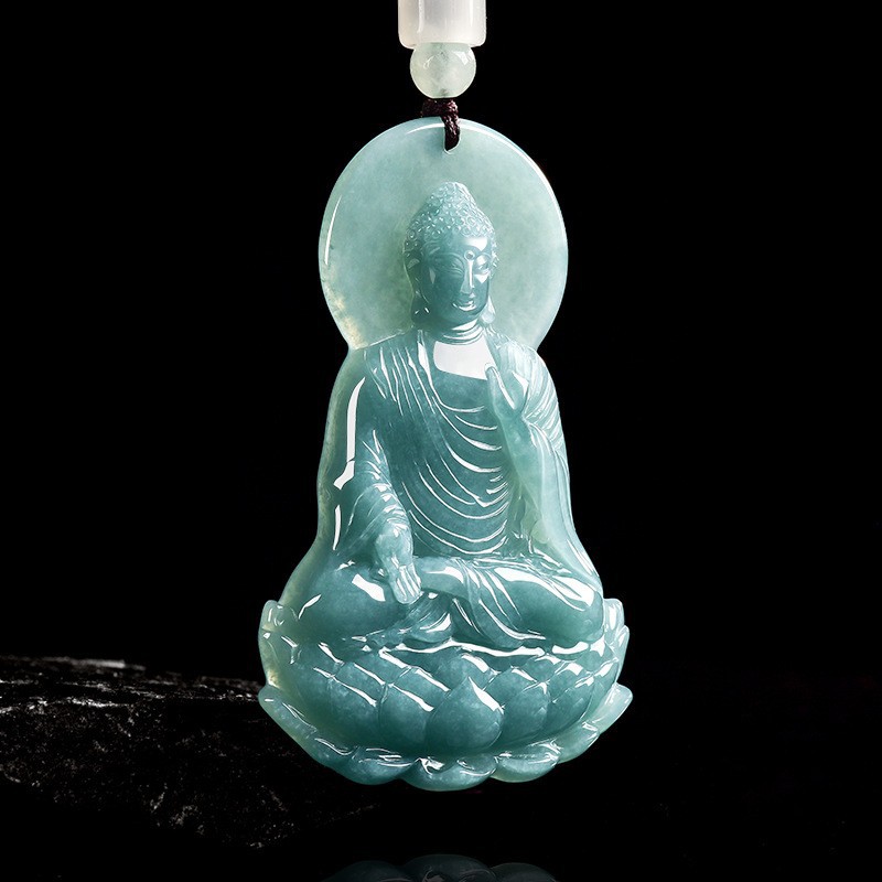 Jewelry & Watches Store - Natural Burmese Jadeite Buddha Pendant Necklace