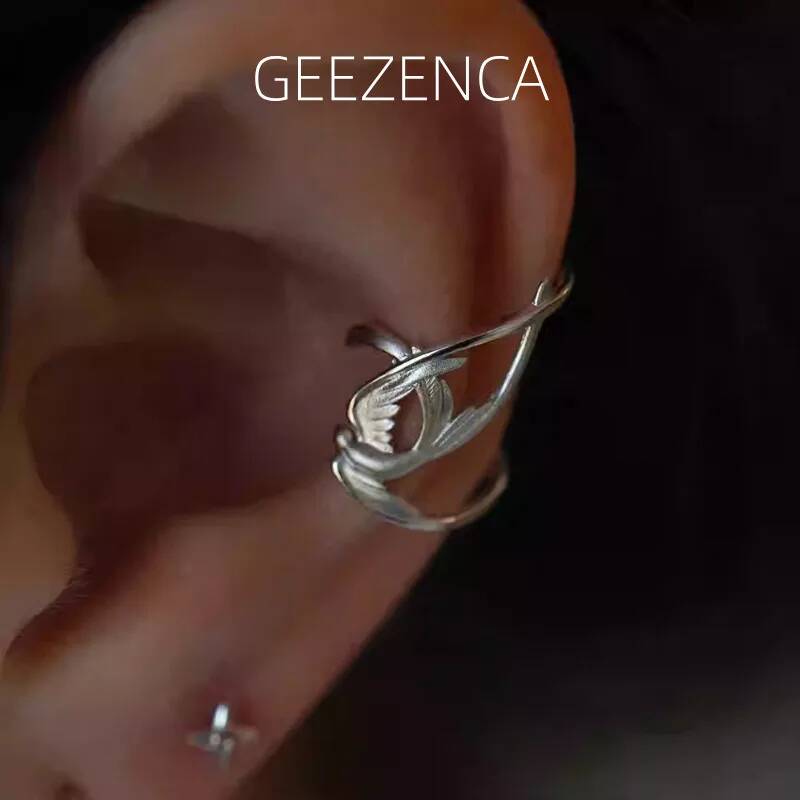 Ear Cuff No Piercing - GEEZENCA 1 Piece 925 Sterling Silver