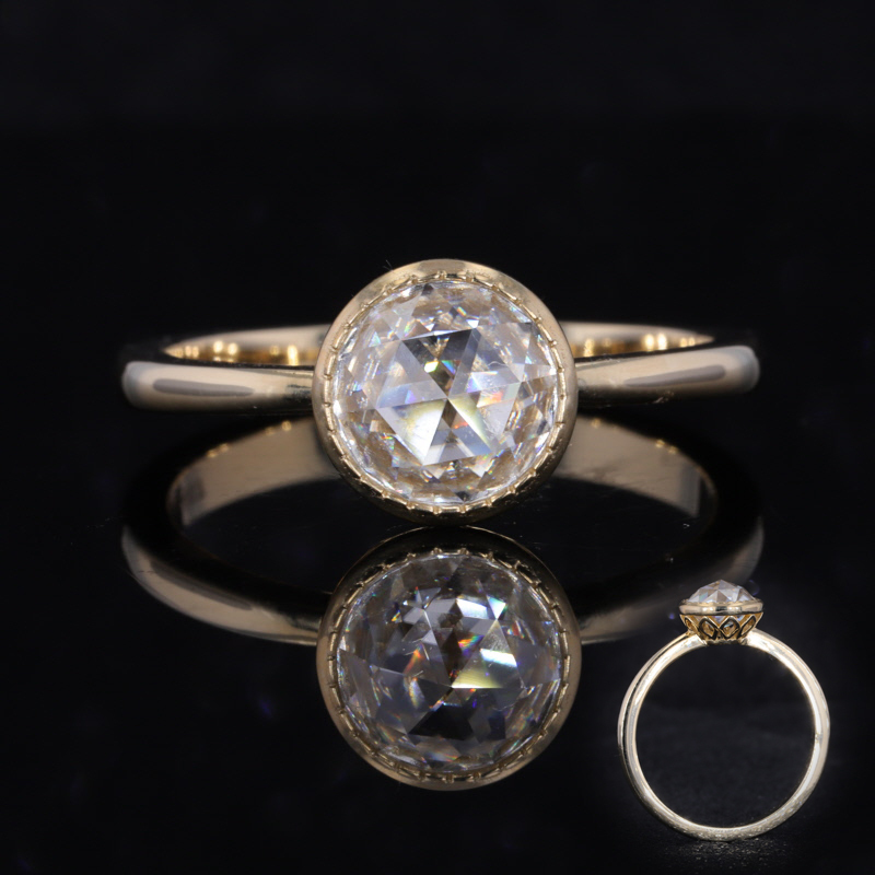 Moissanite Ring - 10k Yellow Gold Engagement Ring 7.5mm
