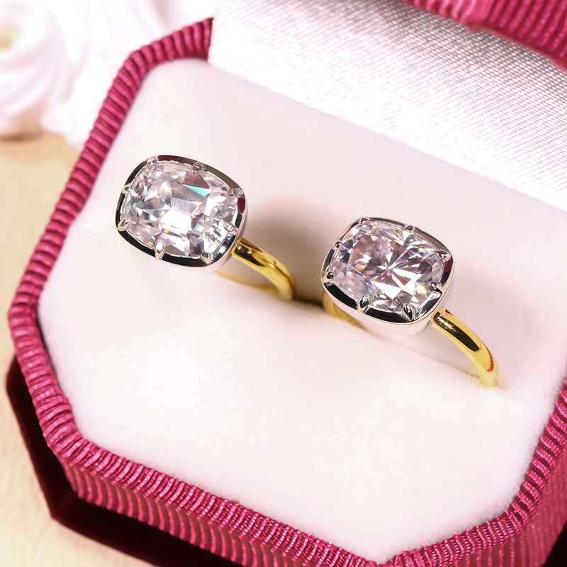 Moissanite Ring - Custom Rings Moissanite Cushion D Color