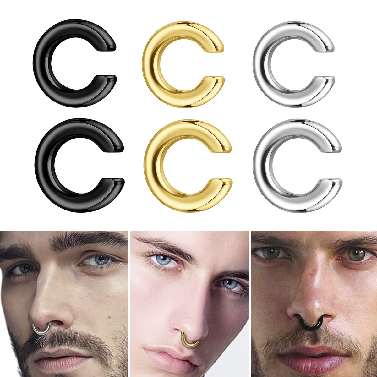 Ear Cuff No Piercing - 1pc Exaggerated c-Shaped Non-Piercing Nose Ring