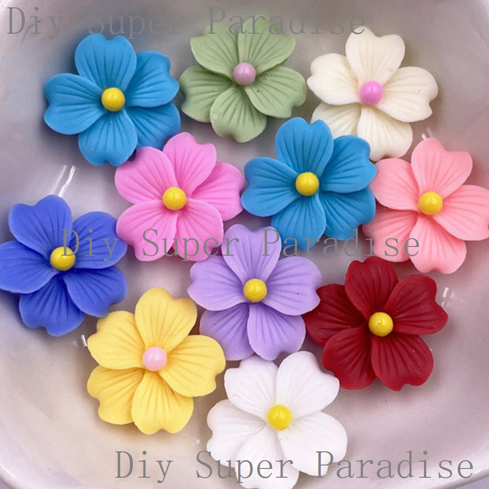 Paradise Jewelry & Watches Llc - 50Pcs Resin Colorful 16mm Flower Flat