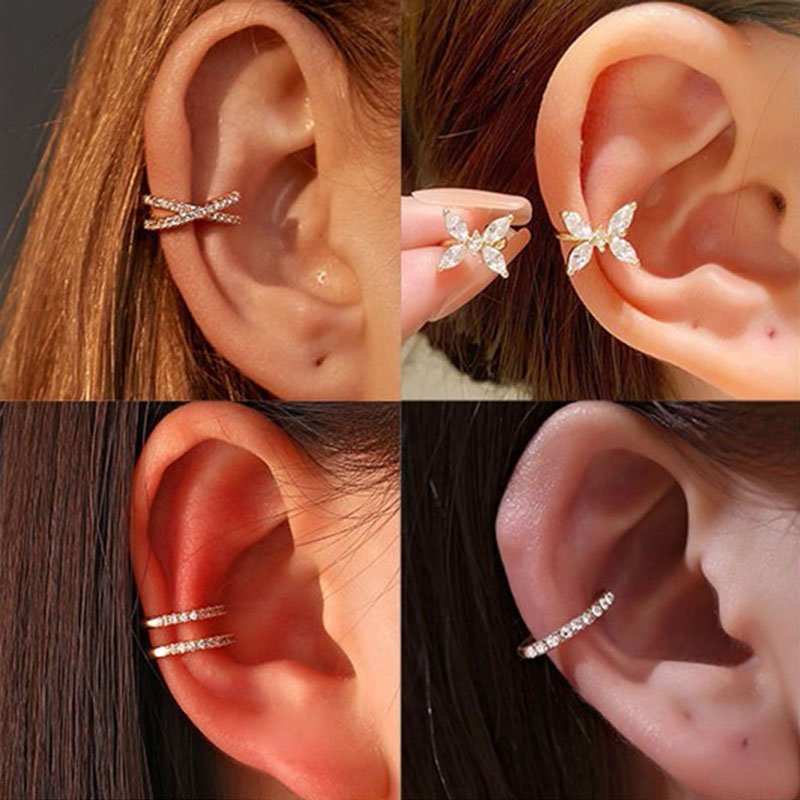 Korean Crystal Ear Clip Earrin - Ear Cuff No Piercing recension och pris