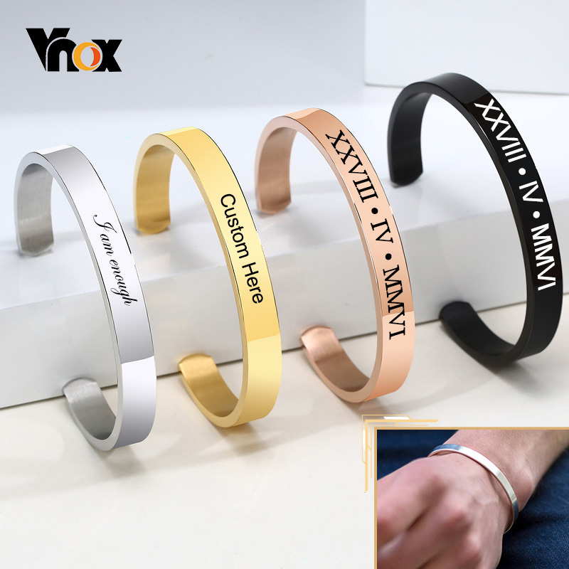 Vnox Dropshipping Customized B - Cuff Bangle Bracelet recension och pris