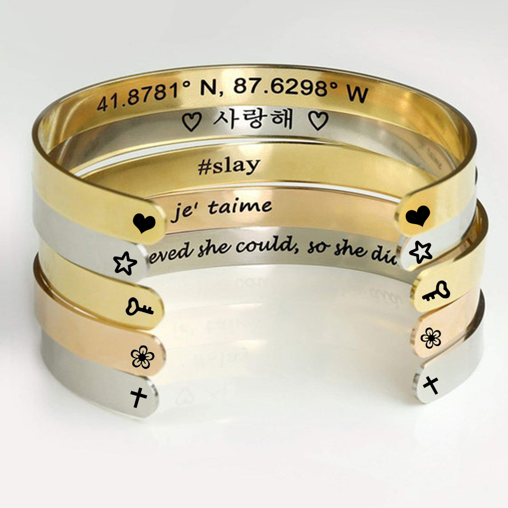 Custom Engrave Name Wrist Brac - Cuff Bangle Bracelet recension och pris