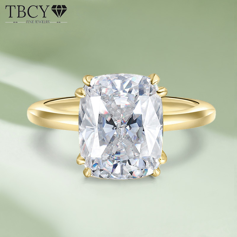 TBCYD 4CT 8*10MM D Color Cushi - Moissanite Ring recension och pris