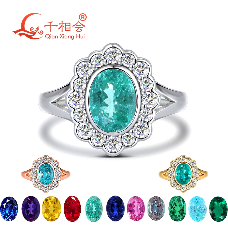 Lab Grown Oval Paraiba Tourmal - Moissanite Ring recension och pris
