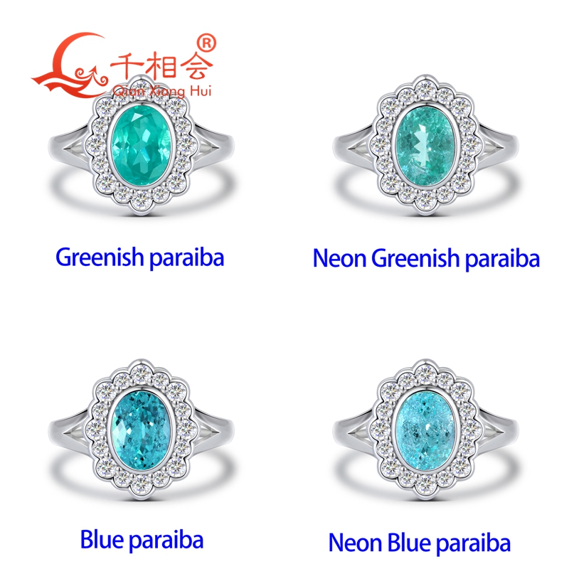 Lab Grown Oval Paraiba Tourmal - Moissanite Ring recension och pris