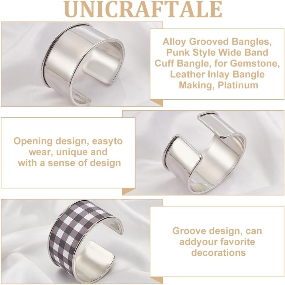 2pcs Platinum Grooved Bangles  - Cuff Bangle Bracelet recension och pris